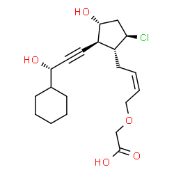 ChemSpider 2D Image | {[(2Z)-4-{(1R,2S,3R,5R)-5-Chloro-2-[(3S)-3-cyclohexyl-3-hydroxy-1-propyn-1-yl]-3-hydroxycyclopentyl}-2-buten-1-yl]oxy}acetic acid | C20H29ClO5