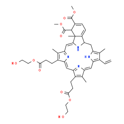 ChemSpider 2D Image | Dimethyl (7Z,12Z,17Z)-10,14-bis[3-(2-hydroxyethoxy)-3-oxopropyl]-4,9,15,19-tetramethyl-5-vinyl-25,26,27,28-tetraazahexacyclo[16.6.1.1~3,6~.1~8,11~.1~13,16~.0~19,24~]octacosa-3,5,7,9,11(27),12,14,16(26
),17,21,23-undecaene-20,21-dicarboxylate | C44H50N4O10