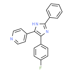 ChemSpider 2D Image | 4-[4-(4-Fluorophenyl)-2-phenyl-1H-imidazol-5-yl]pyridine | C20H14FN3