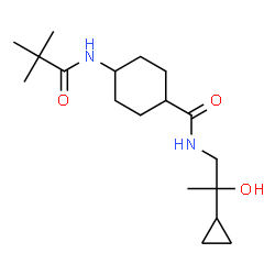 ChemSpider 2D Image | N-(2-Cyclopropyl-2-hydroxypropyl)-4-[(2,2-dimethylpropanoyl)amino]cyclohexanecarboxamide | C18H32N2O3