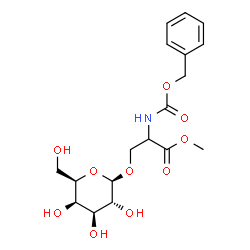 ChemSpider 2D Image | Methyl 2-{[(benzyloxy)carbonyl]amino}-3-{[(2R,3R,4S,5R,6R)-3,4,5-trihydroxy-6-(hydroxymethyl)tetrahydro-2H-pyran-2-yl]oxy}propanoate | C18H25NO10