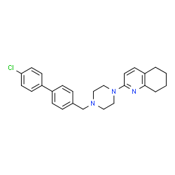 ChemSpider 2D Image | 2-{4-[(4'-Chloro-4-biphenylyl)methyl]-1-piperazinyl}-5,6,7,8-tetrahydroquinoline | C26H28ClN3