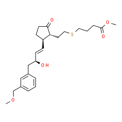 ChemSpider 2D Image | Methyl 4-({2-[(1R,2R)-2-{(1E,3S)-3-hydroxy-4-[3-(methoxymethyl)phenyl]-1-buten-1-yl}-5-oxocyclopentyl]ethyl}sulfanyl)butanoate | C24H34O5S