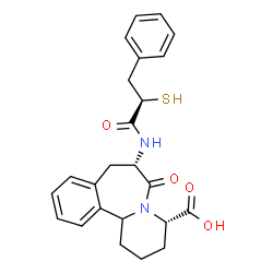 ChemSpider 2D Image | (4S,7S)-6-Oxo-7-{[(2R)-3-phenyl-2-sulfanylpropanoyl]amino}-1,2,3,4,6,7,8,12b-octahydropyrido[2,1-a][2]benzazepine-4-carboxylic acid | C24H26N2O4S