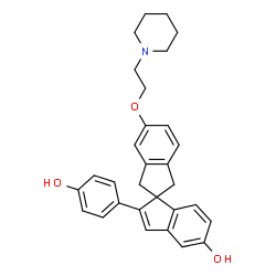 ChemSpider 2D Image | 2-(4-Hydroxyphenyl)-5'-[2-(1-piperidinyl)ethoxy]-1',3'-dihydro-1,2'-spirobi[inden]-5-ol | C30H31NO3