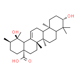 ChemSpider 2D Image | (3beta,5xi,9xi,18xi)-3,19-Dihydroxyurs-12-en-28-oic acid | C30H48O4