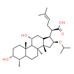 ChemSpider 2D Image | (2R)-2-[(3R,4S,8S,10S,11R,14S,16S,17S)-3,11-Dihydroxy-16-isopropoxy-4,8,10,14-tetramethylhexadecahydro-1H-cyclopenta[a]phenanthren-17-yl]-5-methyl-4-hexenoic acid | C31H52O5