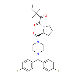 ChemSpider 2D Image | 1-[(2S)-2-({4-[Bis(4-fluorophenyl)methyl]-1-piperazinyl}carbonyl)-1-pyrrolidinyl]-3,3-dimethyl-1,2-pentanedione | C29H35F2N3O3
