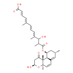 ChemSpider 2D Image | (2E,4E,6E,8E)-10-Hydroxy-12-{[(3R,4aR,8S,10S,10aS,10bR)-3-hydroxy-4a,8,10b-trimethyl-1-oxo-2,3,4a,8,9,10,10a,10b-octahydro-1H-benzo[f]chromen-10-yl]oxy}-5,9,11-trimethyl-12-oxo-2,4,6,8-dodecatetraenoi
c acid | C31H40O8