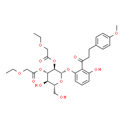 ChemSpider 2D Image | 3-Hydroxy-2-[3-(4-methoxyphenyl)propanoyl]phenyl 2,3-bis-O-(ethoxyacetyl)-beta-D-glucopyranoside | C30H38O13