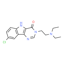 ChemSpider 2D Image | 8-Chloro-3-[2-(diethylamino)ethyl]-3,5-dihydro-4H-pyrimido[5,4-b]indol-4-one | C16H19ClN4O