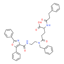 ChemSpider 2D Image | N-Benzyl-N-(2-{[(2,5-diphenyl-1,3-oxazol-4-yl)carbonyl]amino}ethyl)-N~2~-(3-phenylpropanoyl)glutamine | C39H38N4O6