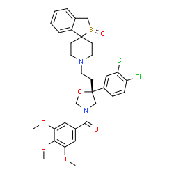 ChemSpider 2D Image | {(5R)-5-(3,4-Dichlorophenyl)-5-[2-(2-oxido-1'H,3H-spiro[2-benzothiophene-1,4'-piperidin]-1'-yl)ethyl]-1,3-oxazolidin-3-yl}(3,4,5-trimethoxyphenyl)methanone | C33H36Cl2N2O6S