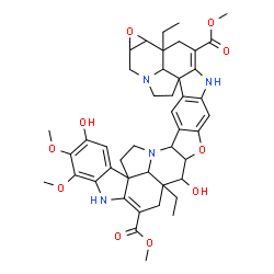 ChemSpider 2D Image | Dimethyl 1b,7a-diethyl-7,13-dihydroxy-11,12-dimethoxy-1b,4,6a,7,7a,8,10,14c,15,16,17a,19,20,21a,22,22a-hexadecahydro-1aH,2H-indolo[2'',3'':7',8']pyrrolo[1'',2'',3'':1',8']quinolino[2',3':4,5]furo[2,3-
b]oxireno[6,7]indolizino[1,8-fg]carbazole-3,9-dicarboxylate | C44H50N4O10