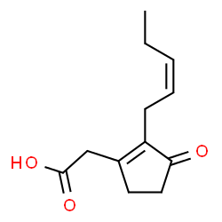 ChemSpider 2D Image | 3-Oxo-2-(2Z)-2-penten-1-yl-1-cyclopentene-1-acetic acid | C12H16O3