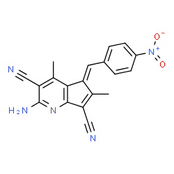 ChemSpider 2D Image | (5E)-2-Amino-4,6-dimethyl-5-(4-nitrobenzylidene)-5H-cyclopenta[b]pyridine-3,7-dicarbonitrile | C19H13N5O2