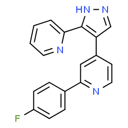 ChemSpider 2D Image | 2-(4-Fluorophenyl)-4-[5-(2-pyridinyl)-1H-pyrazol-4-yl]pyridine | C19H13FN4