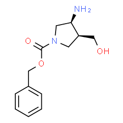 ChemSpider 2D Image | Benzyl (3S,4S)-3-amino-4-(hydroxymethyl)-1-pyrrolidinecarboxylate | C13H18N2O3