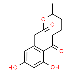 ChemSpider 2D Image | 9,11-Dihydroxy-4-methyl-4,5,6,7-tetrahydro-2H-3-benzoxecine-2,8(1H)-dione | C14H16O5