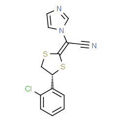 ChemSpider 2D Image | (2E)-[(4R)-4-(2-Chlorophenyl)-1,3-dithiolan-2-ylidene](1H-imidazol-1-yl)acetonitrile | C14H10ClN3S2