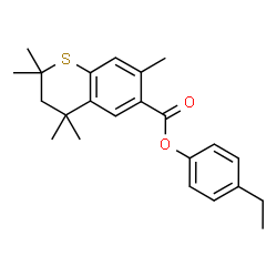 ChemSpider 2D Image | 4-Ethylphenyl 2,2,4,4,7-pentamethyl-6-thiochromanecarboxylate | C23H28O2S