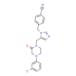 ChemSpider 2D Image | 4-[(5-{[4-(3-Chlorophenyl)-2-oxo-1-piperazinyl]methyl}-1H-imidazol-1-yl)methyl]benzonitrile | C22H20ClN5O