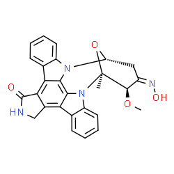 ChemSpider 2D Image | (2S,3R,4Z,6R)-4-(Hydroxyimino)-3-methoxy-2-methyl-29-oxa-1,7,17-triazaoctacyclo[12.12.2.1~2,6~.0~7,28~.0~8,13~.0~15,19~.0~20,27~.0~21,26~]nonacosa-8,10,12,14,19,21,23,25,27-nonaen-16-one | C27H22N4O4