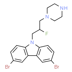 ChemSpider 2D Image | 3,6-Dibromo-9-[2-fluoro-3-(1-piperazinyl)propyl]-9H-carbazole | C19H20Br2FN3