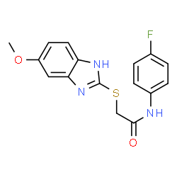 ChemSpider 2D Image | N-(4-Fluorophenyl)-2-[(5-methoxy-1H-benzimidazol-2-yl)sulfanyl]acetamide | C16H14FN3O2S