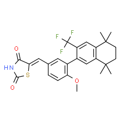 ChemSpider 2D Image | (5Z)-5-{4-Methoxy-3-[5,5,8,8-tetramethyl-3-(trifluoromethyl)-5,6,7,8-tetrahydro-2-naphthalenyl]benzylidene}-1,3-thiazolidine-2,4-dione | C26H26F3NO3S