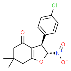 ChemSpider 2D Image | (2R,3R)-3-(4-Chlorophenyl)-6,6-dimethyl-2-nitro-3,5,6,7-tetrahydro-1-benzofuran-4(2H)-one | C16H16ClNO4