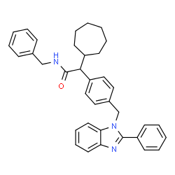 ChemSpider 2D Image | N-Benzyl-2-cycloheptyl-2-{4-[(2-phenyl-1H-benzimidazol-1-yl)methyl]phenyl}acetamide | C36H37N3O
