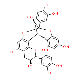 ChemSpider 2D Image | (1R,5R,6S,13S,21R)-5,13-Bis(3,4-dihydroxyphenyl)-4,12,14-trioxapentacyclo[11.7.1.0~2,11~.0~3,8~.0~15,20~]henicosa-2,8,10,15,17,19-hexaene-6,9,17,19,21-pentol | C30H24O12