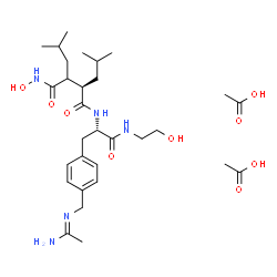 ChemSpider 2D Image | (2R)-N-{(2S)-3-(4-{[(E)-(1-Aminoethylidene)amino]methyl}phenyl)-1-[(2-hydroxyethyl)amino]-1-oxo-2-propanyl}-N'-hydroxy-2,3-diisobutylsuccinamide acetate (1:2) | C30H51N5O9