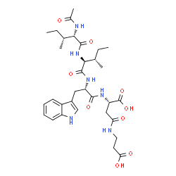 ChemSpider 2D Image | N-Acetyl-L-alloisoleucyl-L-isoleucyl-L-tryptophyl-L-beta-aspartyl-beta-alanine | C32H46N6O9