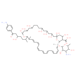 ChemSpider 2D Image | (19E,21Z,23Z,25E,27E,29E,31Z)-33-(4-amino-3,5-dihydroxy-6-methyl-tetrahydropyran-2-yl)oxy-17-[6-(4-aminophenyl)-4-hydroxy-1-methyl-6-oxo-hexyl]-1,3,5,7,11,13,37-heptahydroxy-18-methyl-15-oxo-16,39-dioxabicyclo[33.3.1]nonatriaconta-19,21,23,25,27,29,31-heptaene-36-carboxylic acid | C58H86N2O18