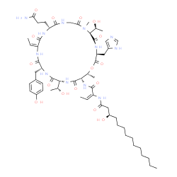 ChemSpider 2D Image | (3R)-N-[(E)-1-[[(3S,6S,12R,15E,18R,21R,24S,25R)-12-(3-amino-3-oxo-propyl)-15-ethylidene-6,21-bis(1-hydroxyethyl)-18-[(4-hydroxyphenyl)methyl]-3-(3H-imidazol-4-ylmethyl)-7,25-dimethyl-2,5,8,11,14,17,20,23-octaoxo-1-oxa-4,7,10,13,16,19,22-heptazacyclopentacos-24-yl]carbamoyl]prop-1-enyl]-3-hydroxy-tetradecanamide | C57H86N12O16
