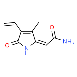 ChemSpider 2D Image | (2E)-2-(3-Methyl-5-oxo-4-vinyl-1,5-dihydro-2H-pyrrol-2-ylidene)acetamide | C9H10N2O2