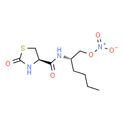 ChemSpider 2D Image | (2S)-2-({[(4R)-2-Oxo-1,3-thiazolidin-4-yl]carbonyl}amino)hexyl nitrate | C10H17N3O5S