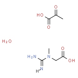 ChemSpider 2D Image | N-Carbamimidoyl-N-methylglycine - 2-oxopropanoic acid hydrate (1:1:1) | C7H15N3O6