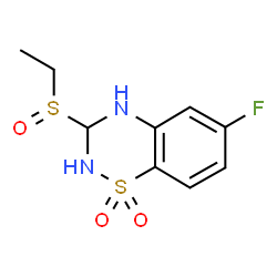 ChemSpider 2D Image | 3-(Ethylsulfinyl)-6-fluoro-3,4-dihydro-2H-1,2,4-benzothiadiazine 1,1-dioxide | C9H11FN2O3S2