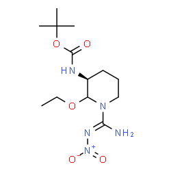 ChemSpider 2D Image | 2-Methyl-2-propanyl [(3S)-2-ethoxy-1-(N'-nitrocarbamimidoyl)-3-piperidinyl]carbamate | C13H25N5O5