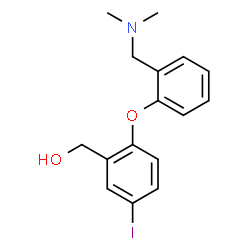 ChemSpider 2D Image | 5-iodo-2-(2-((dimethylamino)methyl)phenoxy)benzyl alcohol | C16H18INO2