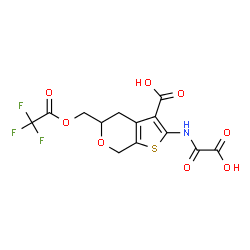 ChemSpider 2D Image | 2-[(Carboxycarbonyl)amino]-5-[(2,2,2-trifluoroacetoxy)methyl]-4,7-dihydro-5H-thieno[2,3-c]pyran-3-carboxylic acid | C13H10F3NO8S