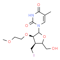 ChemSpider 2D Image | 1-[(4xi)-3-Deoxy-3-(iodomethyl)-2-O-(2-methoxyethyl)-D-erythro-pentofuranosyl]-5-methyl-2,4(1H,3H)-pyrimidinedione | C14H21IN2O6
