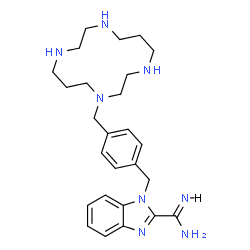 ChemSpider 2D Image | 1-[4-(1,4,8,11-Tetraazacyclotetradecan-1-ylmethyl)benzyl]-1H-benzimidazole-2-carboximidamide | C26H38N8