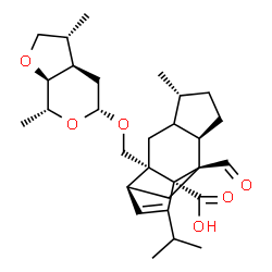 ChemSpider 2D Image | (1R,2S,5R,8R,9R,11S)-2-({[(3R,3aR,5R,7R,7aS)-3,7-Dimethylhexahydro-2H-furo[2,3-c]pyran-5-yl]oxy}methyl)-9-formyl-13-isopropyl-5-methyltetracyclo[7.4.0.0~2,11~.0~4,8~]tridec-12-ene-1-carboxylic acid | C29H42O6