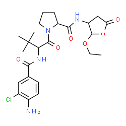 ChemSpider 2D Image | N-(4-Amino-3-chlorobenzoyl)-3-methylvalyl-N-(2-ethoxy-5-oxotetrahydro-3-furanyl)prolinamide | C24H33ClN4O6