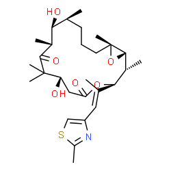 ChemSpider 2D Image | (1S,2R,3S,7S,10R,11S,12S,16R)-7,11-Dihydroxy-2,8,8,10,12,16-hexamethyl-3-[(1E)-1-(2-methyl-1,3-thiazol-4-yl)-1-propen-2-yl]-4,17-dioxabicyclo[14.1.0]heptadecane-5,9-dione | C28H43NO6S
