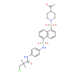ChemSpider 2D Image | N-{4-[({5-[(4-Acetyl-1-piperidinyl)sulfonyl]-1-naphthyl}sulfonyl)amino]phenyl}-3-chloro-2,2-dimethylpropanamide | C28H32ClN3O6S2